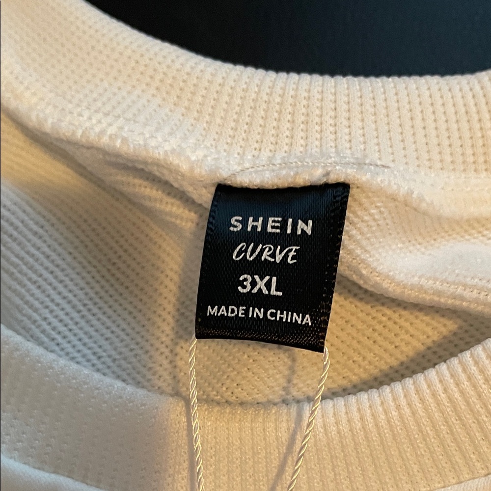 SHEIN White Sweatshirt with Sheer Sleeves 3XL - Picture 4 of 9